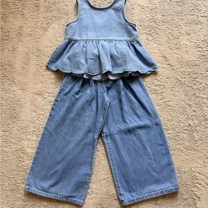 Zara Light Blue Denim Girls' Two-Piece Set